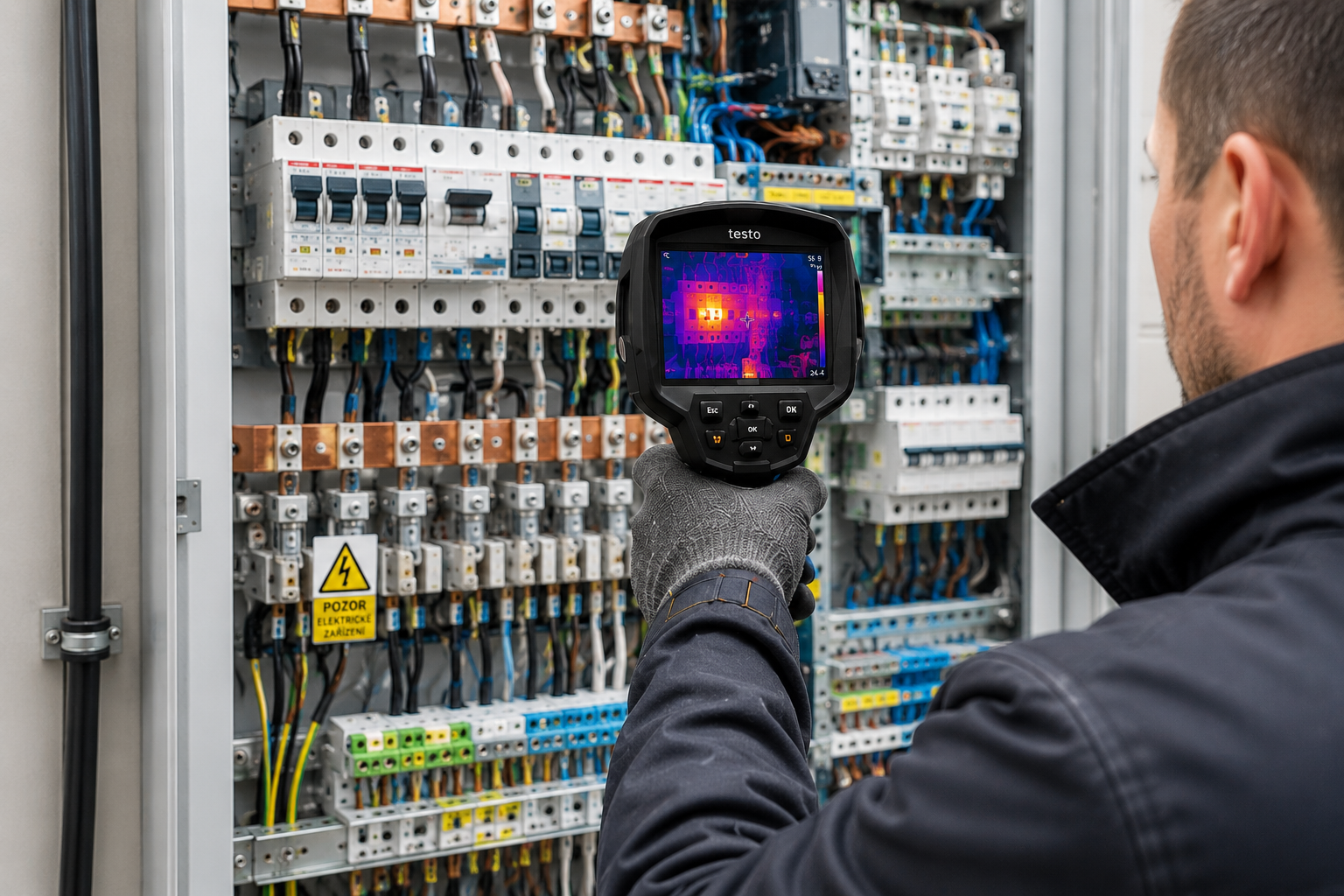 Technik při termovizní kontrole elektrického rozvaděče
