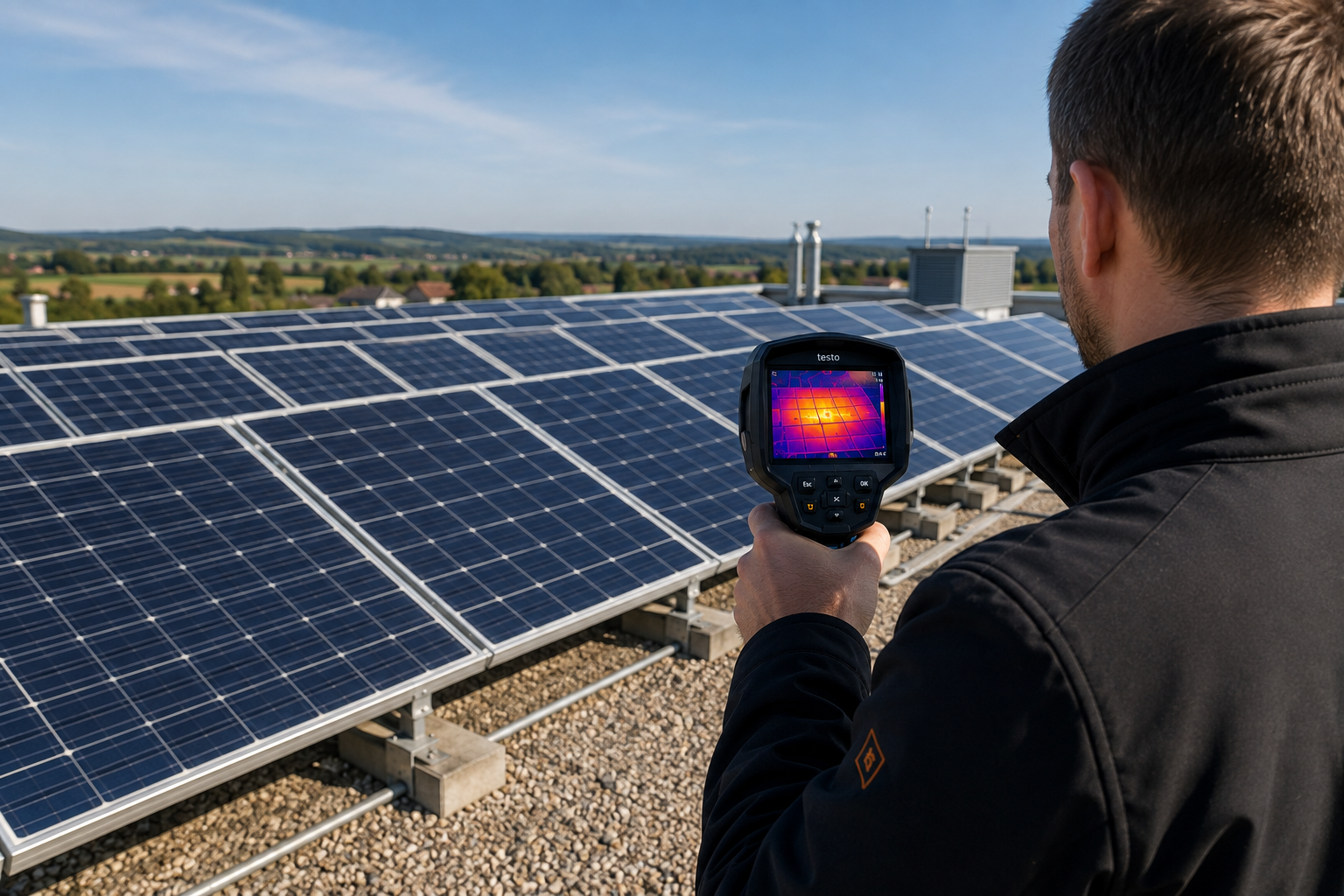 Technik při termovizní kontrole fotovoltaických panelů